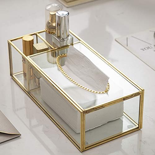 علبة مناديل زجاج بالمنظم