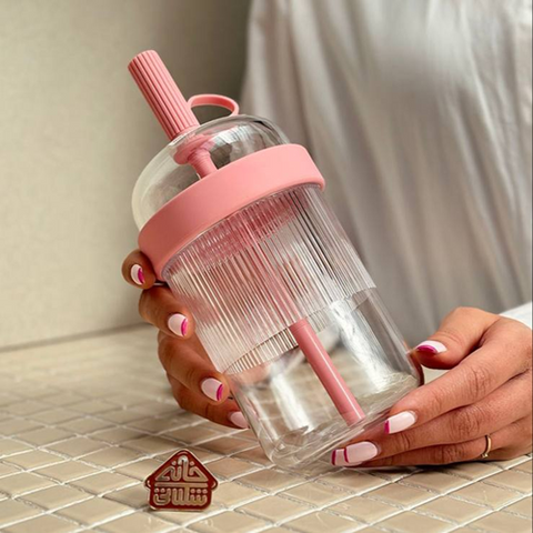 Image of كوب آيس كوفي بغطاء وشاليموه سيليكون
