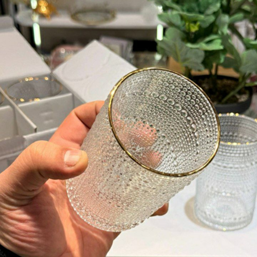 طقم أكواب زجاج بإطار جولد 6 قطع