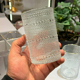 طقم أكواب زجاج بإطار جولد 6 قطع