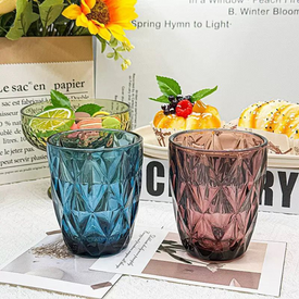 أكواب كريستال مضلعة ألوان 6 قطع