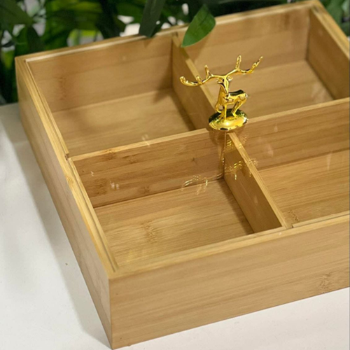 علبة تسالي 4 خانة بمقبض غزالة