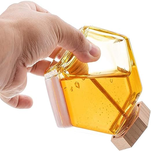 برطمان زجاج للعسل بمعلقة خشب