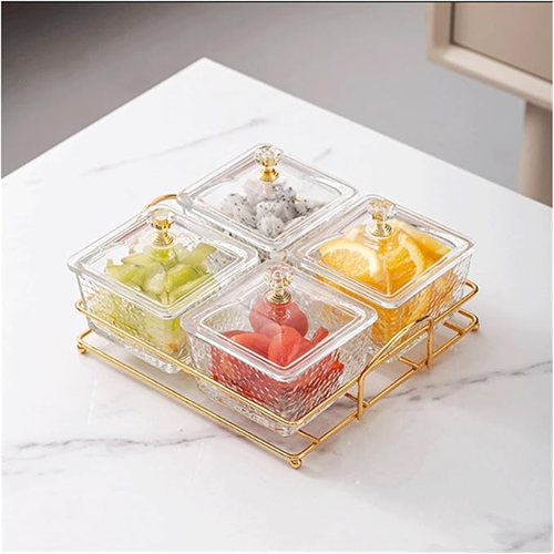 طقم تسالي 4 بولات بحامل جولد