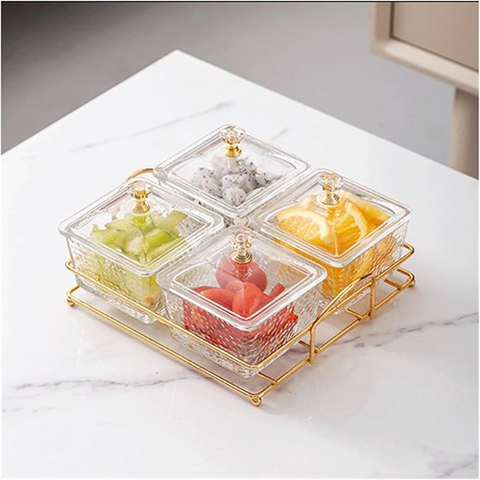 Image of طقم تسالي 4 بولات بحامل جولد