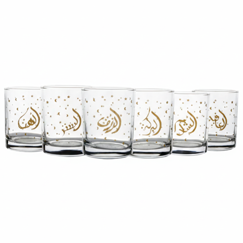 طقم أكواب 6 قطع بكلمات عربية