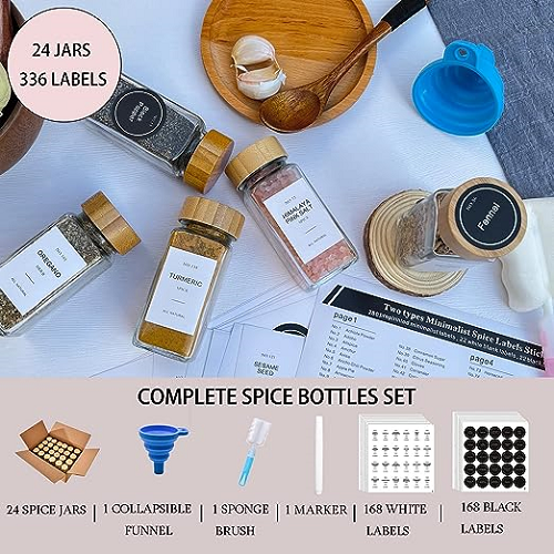 طقم برطمانات 24 قطعة + استيكر توابل