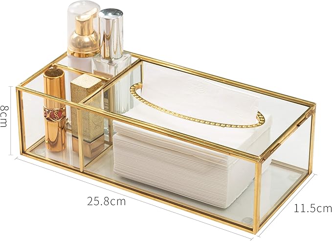 علبة مناديل زجاج بالمنظم