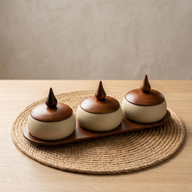 طقم تقديم التسالي 3 عين