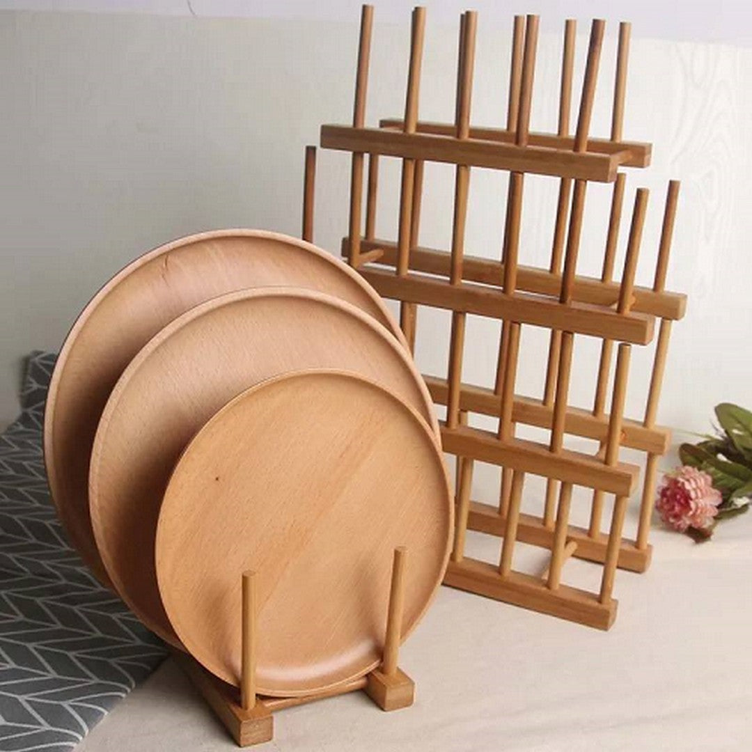 حامل أطباق خشبي