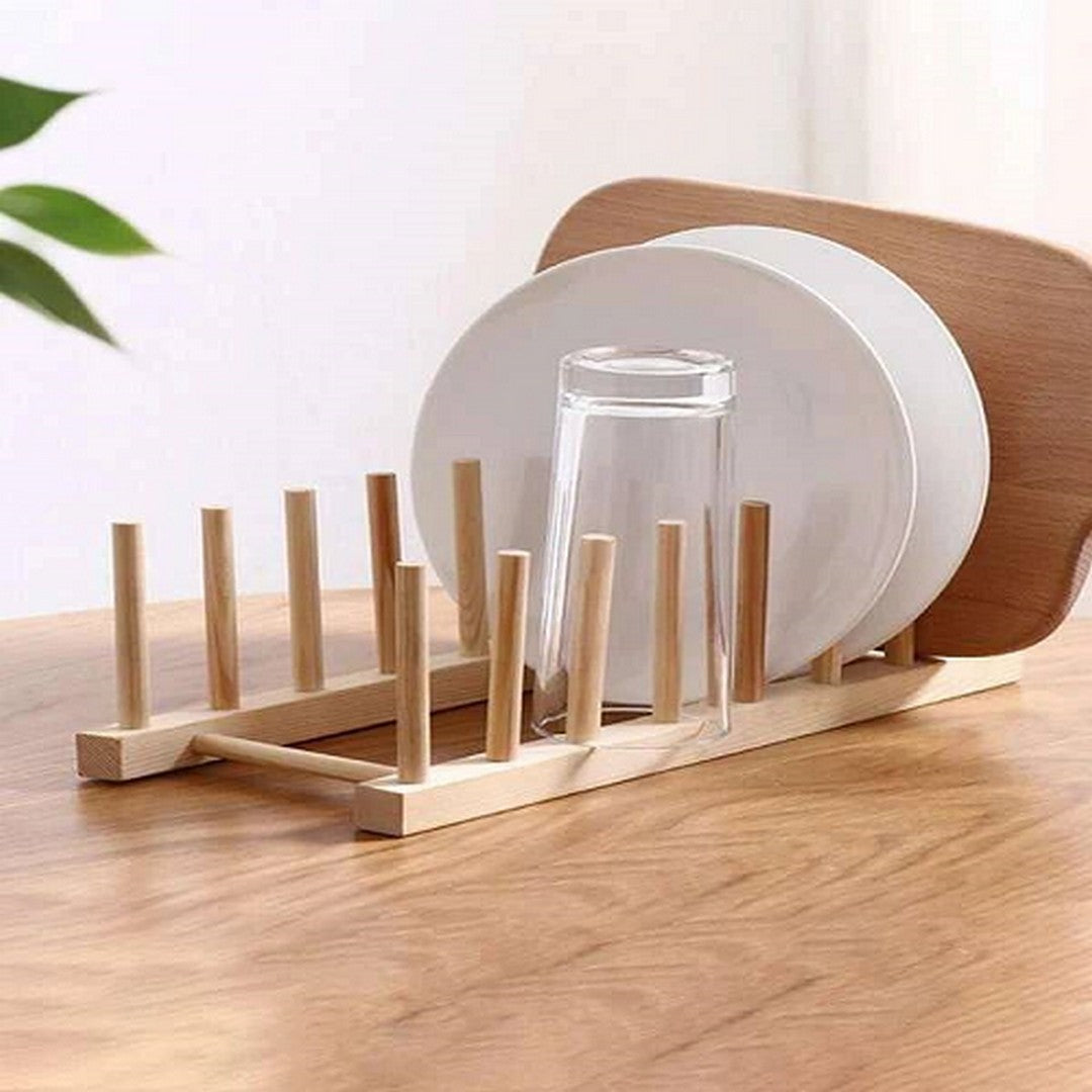 حامل أطباق خشبي