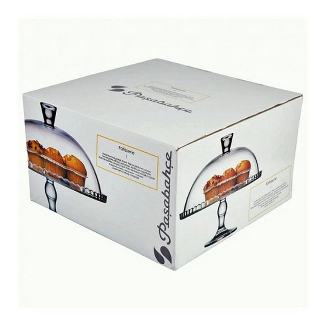 طبق تورتة زجاج بالغطاء