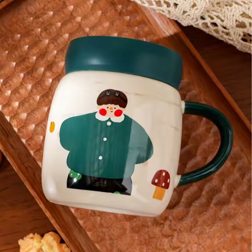 مج بغطاء برسومات كرتونية