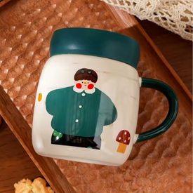 مج بغطاء برسومات كرتونية