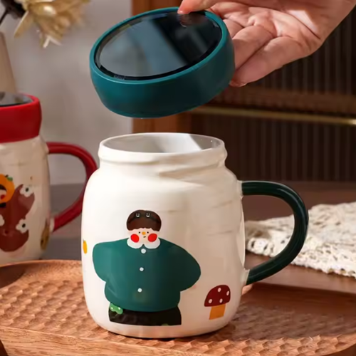 مج بغطاء برسومات كرتونية