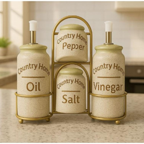 طقم 2 ملاحة + 2 زجاجة للزيت والخل