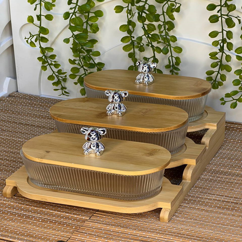 طقم للتسالي باستاند خشب