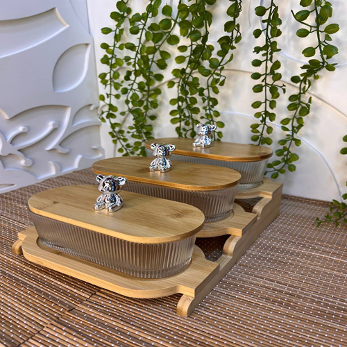 طقم للتسالي باستاند خشب