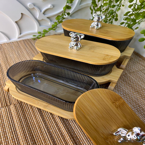 طقم للتسالي باستاند خشب