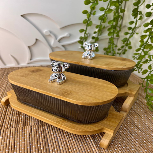 طقم للتسالي باستاند خشب