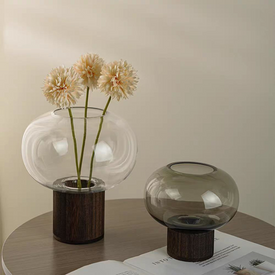 فازة زجاج * خشب