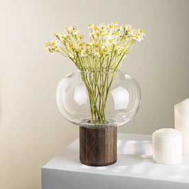 فازة زجاج * خشب