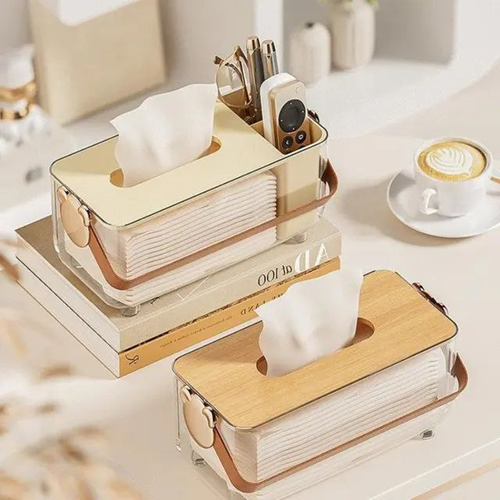 منظم وحامل للمناديل بيد جلد