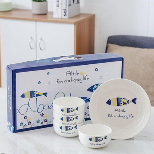 طقم أطباق شكل سمكة 5 قطع