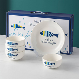 طقم أطباق شكل سمكة 5 قطع