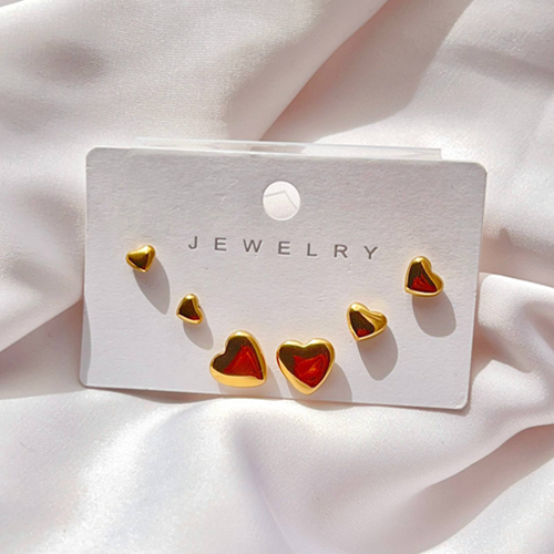 طقم حلقان شكل قلب 3 قطع