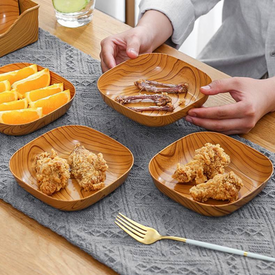 طقم أطباق بلاستيك 5 قطع بالحامل