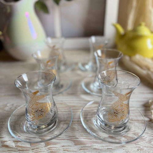 طقم استكانة 12 قطعة شكل تنورة