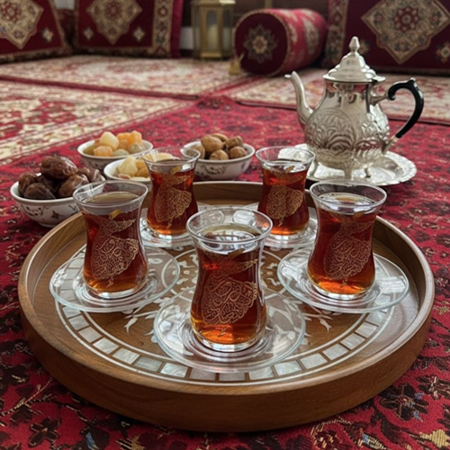 طقم استكانة 12 قطعة شكل تنورة