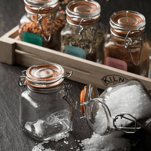 طقم برطمانات 6 قطع بحامل خشبي