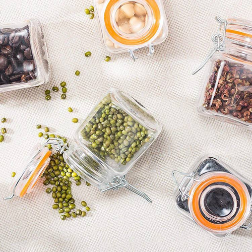 طقم برطمانات 6 قطع بحامل خشبي