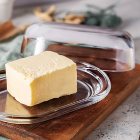 طبق زجاج بالغطاء للزبدة