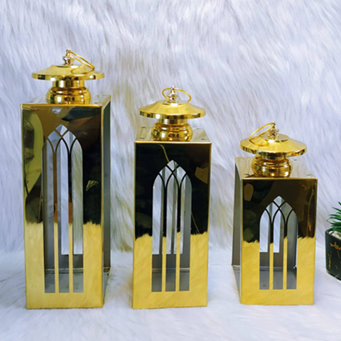 Image of طقم 3 فوانيس جولد