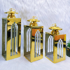 طقم 3 فوانيس جولد