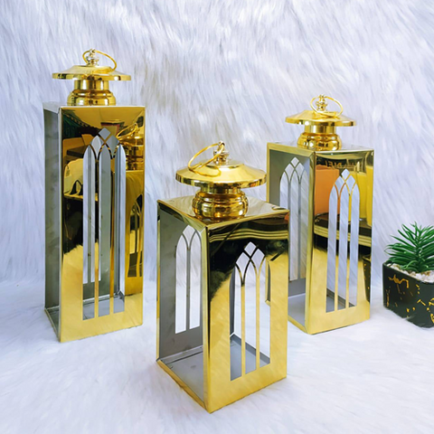 Image of طقم 3 فوانيس جولد