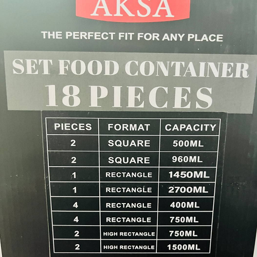 طقم علب ثلاجة 18 قطعة