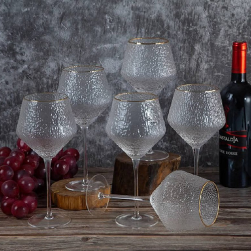 طقم كاسات بإطار دهبي 6 قطع