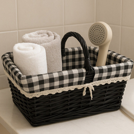 سلة تخزين رتان بيد