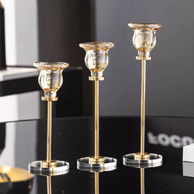 طقم شمعدان كريستال 3 قطع