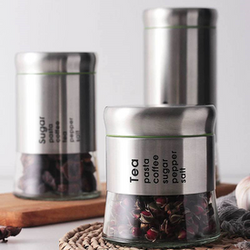 طقم برطمان زجاج في أستانلس 3 قطع