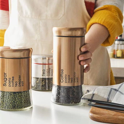 طقم برطمان زجاج في أستانلس 3 قطع