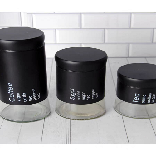 طقم برطمان زجاج في أستانلس 3 قطع