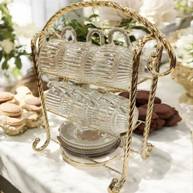 طقم أكواب شاي بستاند معدن