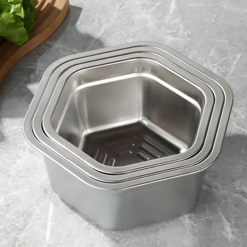 علب ثلاجة ستانلس بغطاء بلاستيك 3 قطع