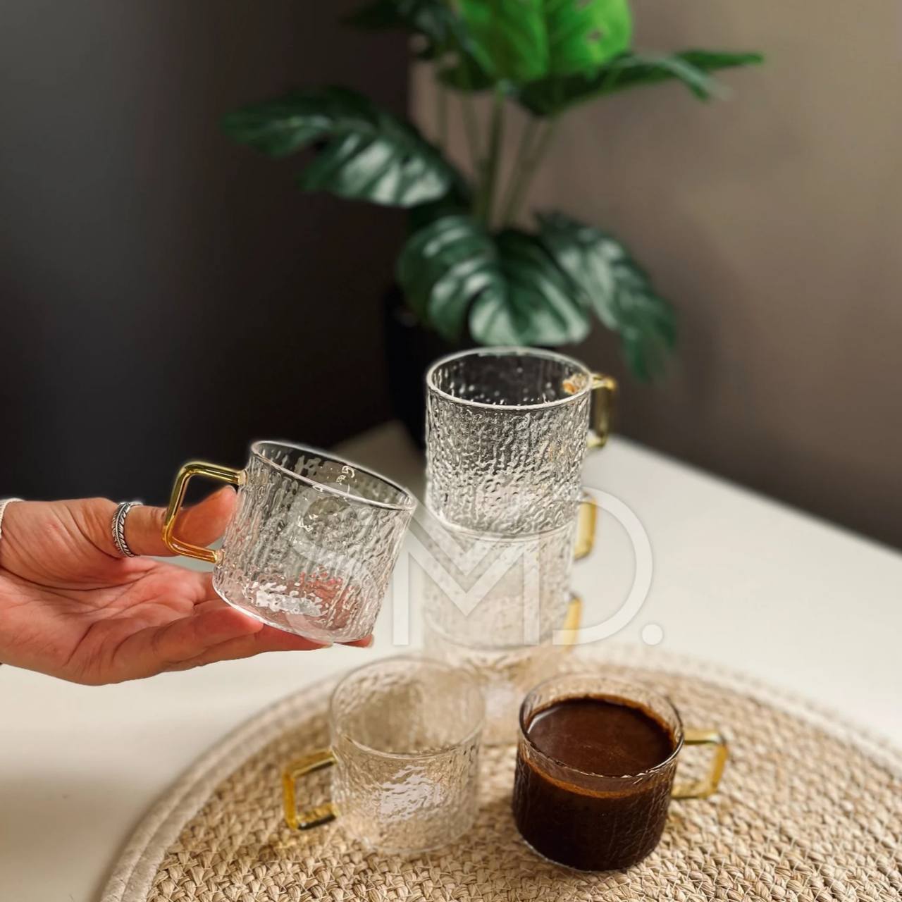 طقم فناجين زجاج 6 قطع