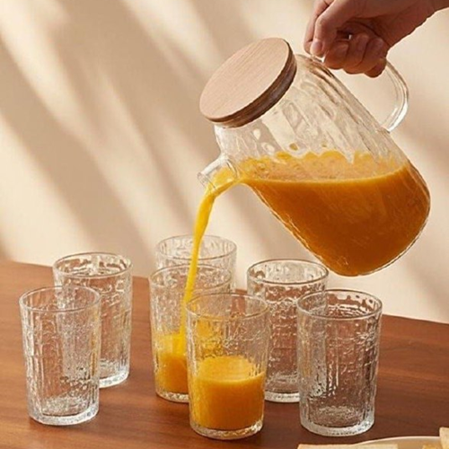 طقم دورق زجاج + 6 كوب